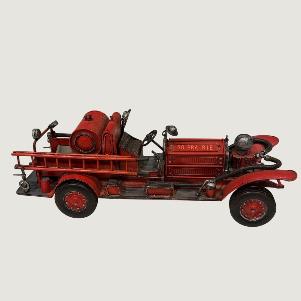 1926 SO Prairie Fire Dept Metal Fire Truck Replica Model Rustic Shelf Decor Red